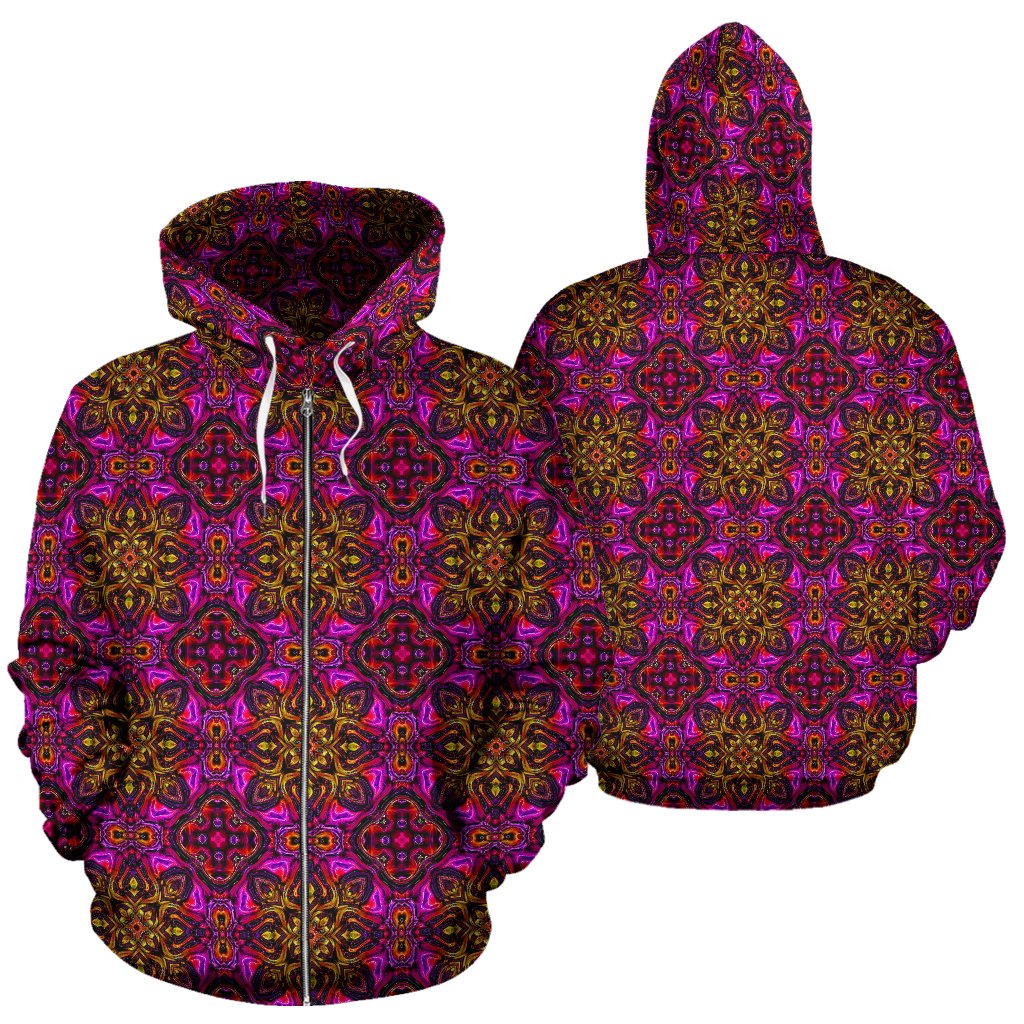 Kaleidoscope Abstract Print Design Zip Up Hoodie