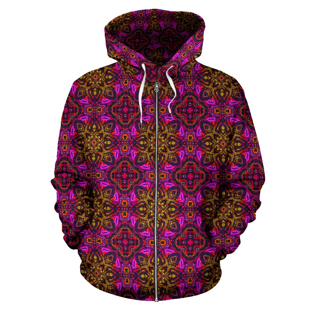 Kaleidoscope Abstract Print Design Zip Up Hoodie