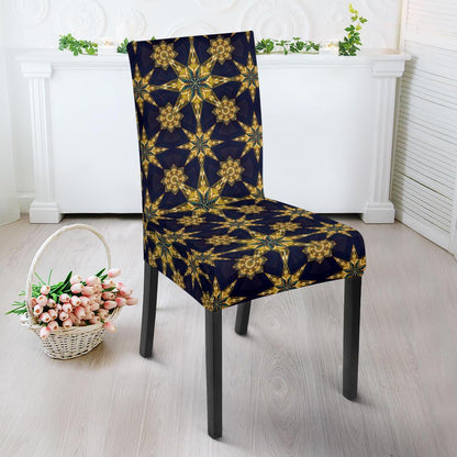 kaleidoscope Gold Print Design Dining Chair Slipcover-JTAMIGO.COM