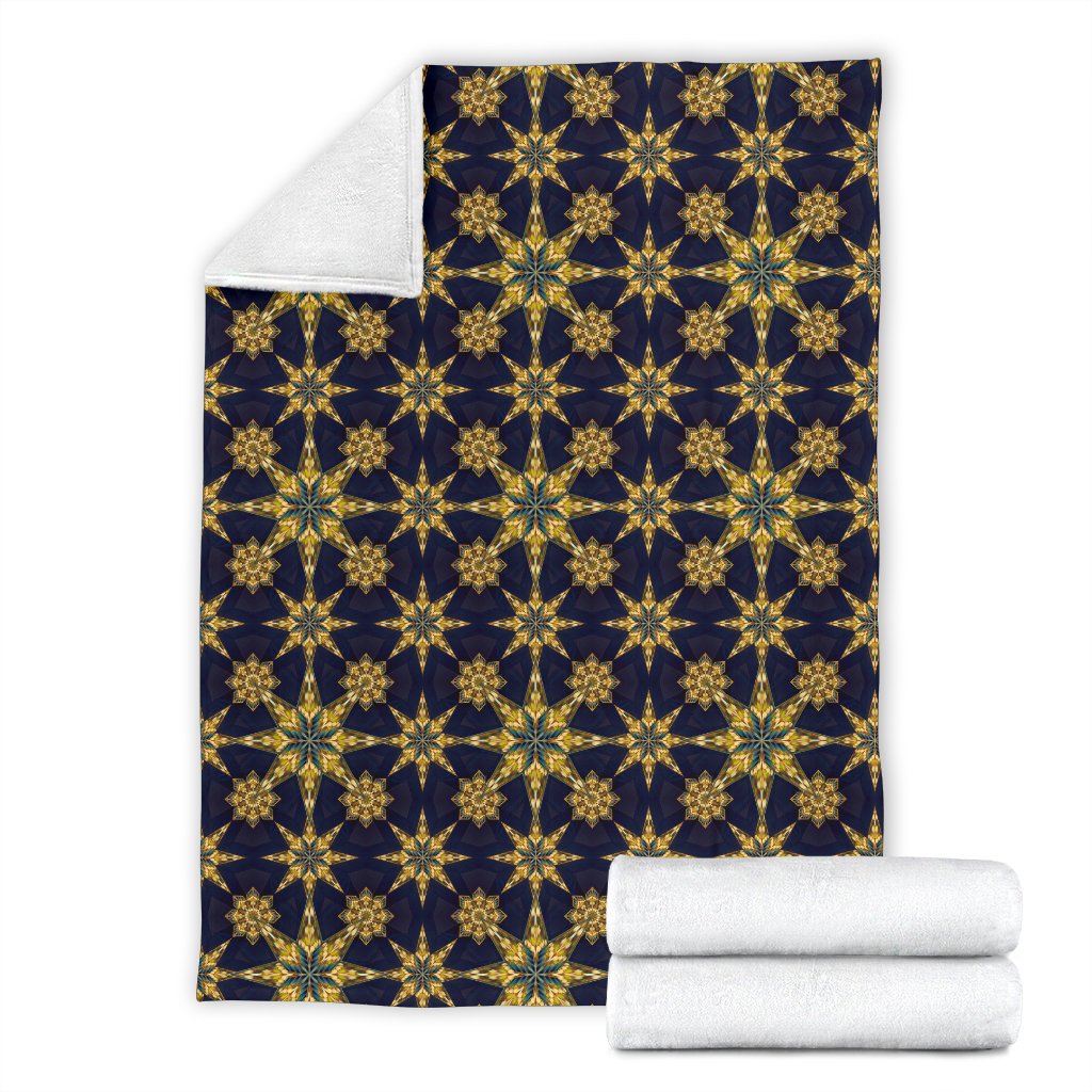 Kaleidoscope Gold Print Design Fleece Blanket