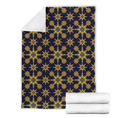 Kaleidoscope Gold Print Design Fleece Blanket