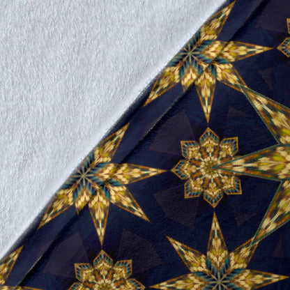 Kaleidoscope Gold Print Design Fleece Blanket