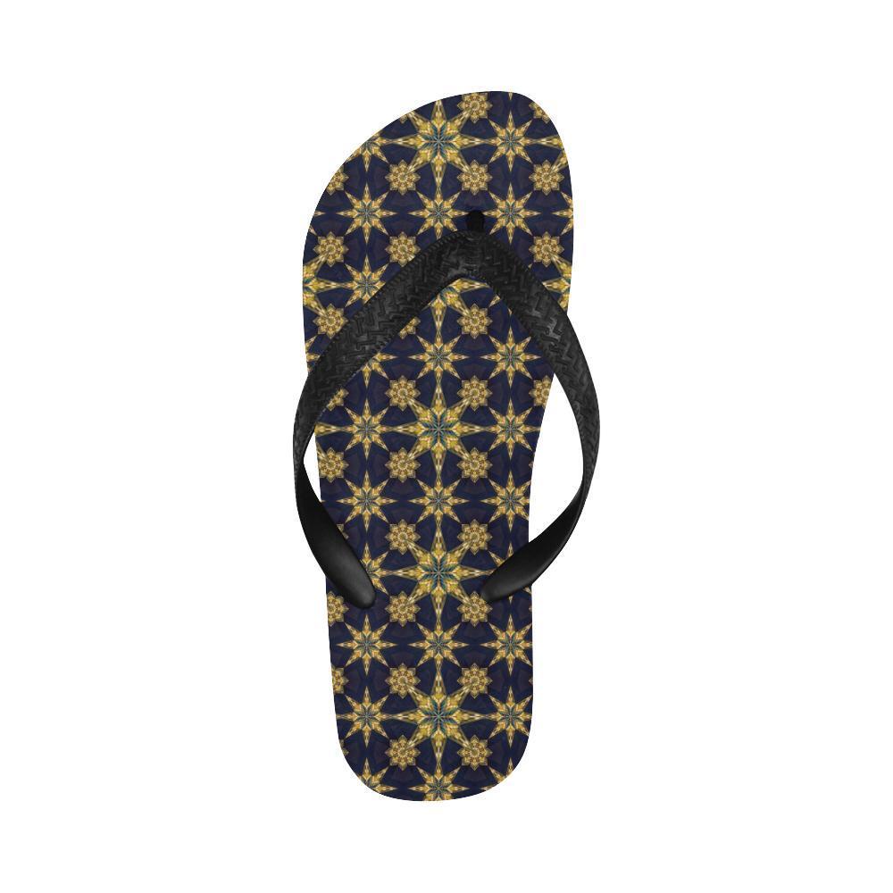 kaleidoscope Gold Print Design Flip Flops-JTAMIGO.COM