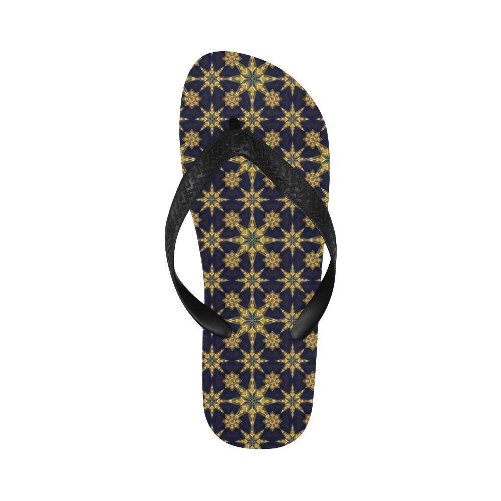 kaleidoscope Gold Print Design Flip Flops-JTAMIGO.COM