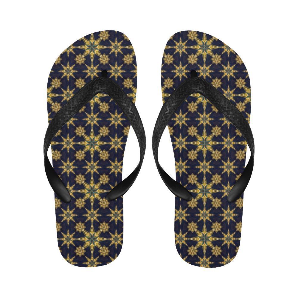 kaleidoscope Gold Print Design Flip Flops-JTAMIGO.COM