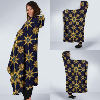 kaleidoscope Gold Print Design Hooded Blanket-JTAMIGO.COM