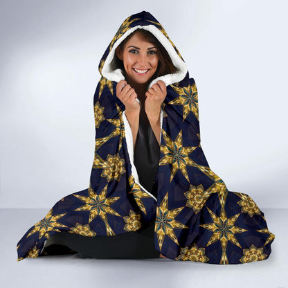 kaleidoscope Gold Print Design Hooded Blanket-JTAMIGO.COM