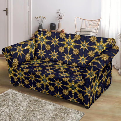 kaleidoscope Gold Print Design Loveseat Slipcover-JTAMIGO.COM