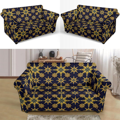 kaleidoscope Gold Print Design Loveseat Slipcover-JTAMIGO.COM