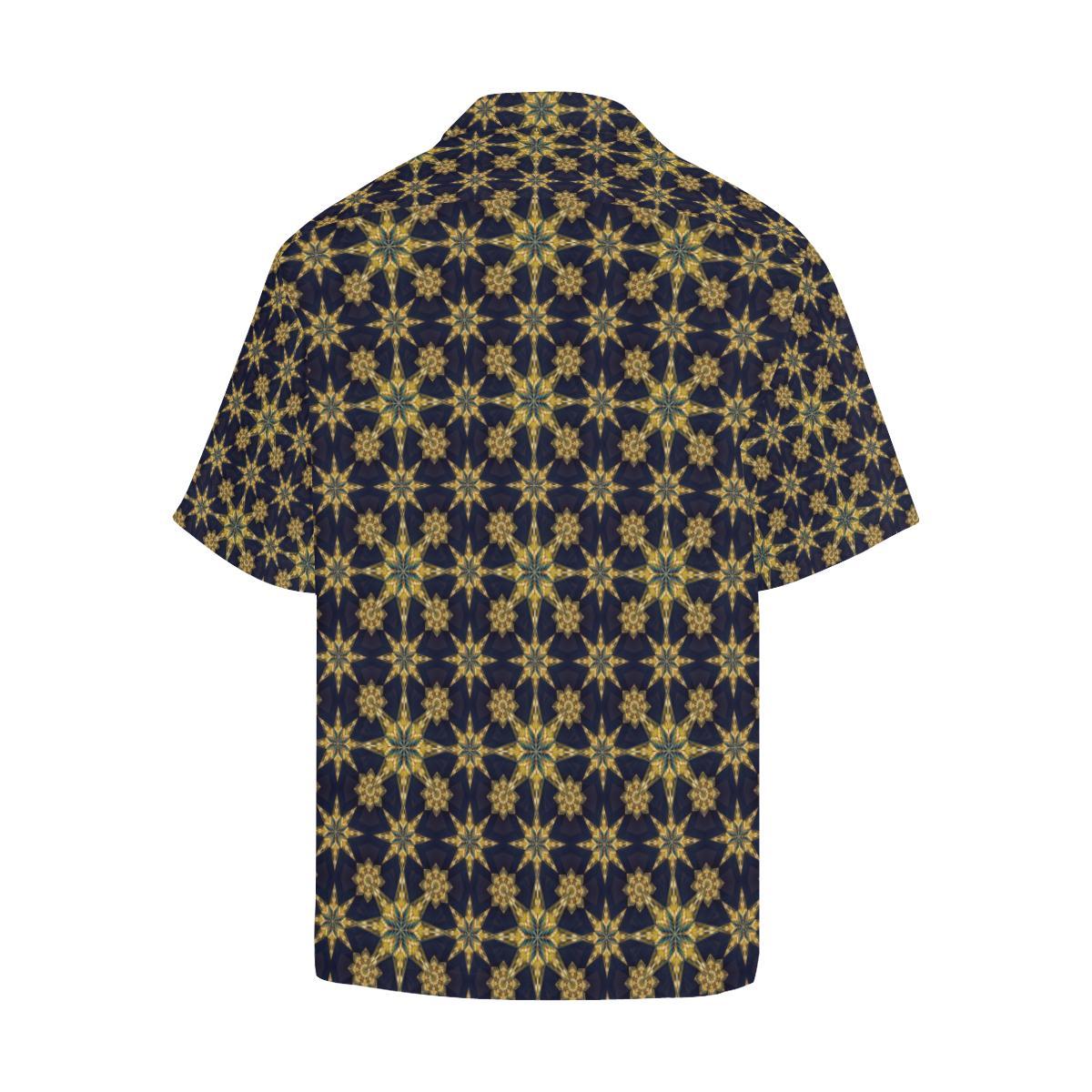 kaleidoscope Gold Print Design Men Aloha Hawaiian Shirt
