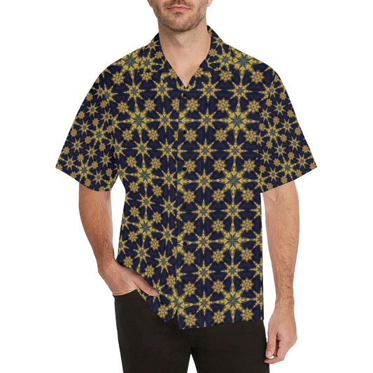 kaleidoscope Gold Print Design Men Aloha Hawaiian Shirt