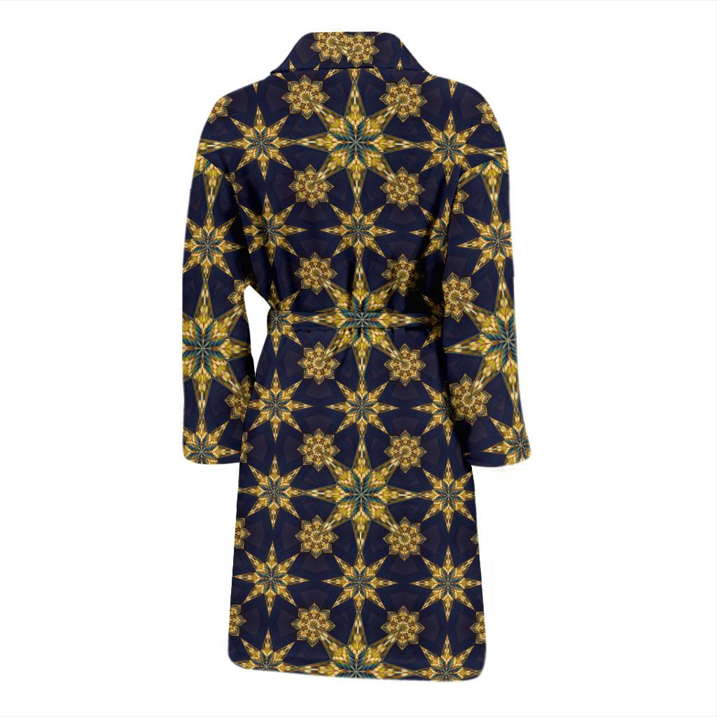 kaleidoscope Gold Print Design Men Bath Robe-JTAMIGO.COM