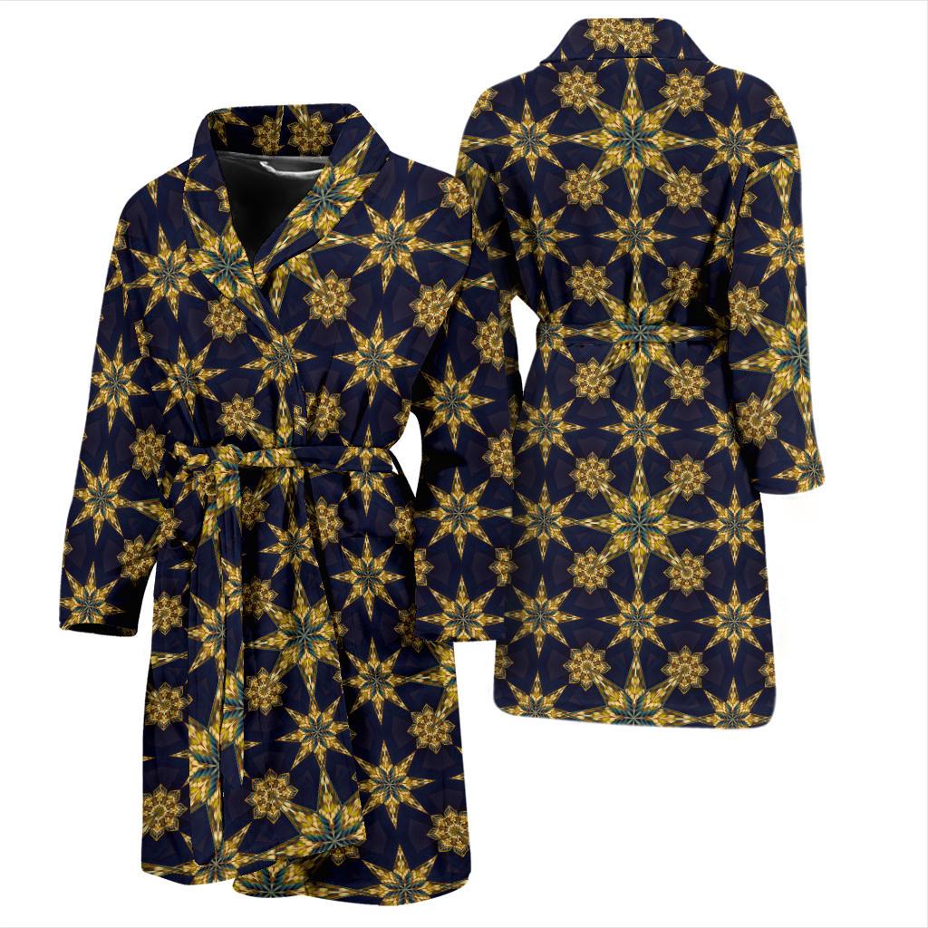 kaleidoscope Gold Print Design Men Bath Robe-JTAMIGO.COM