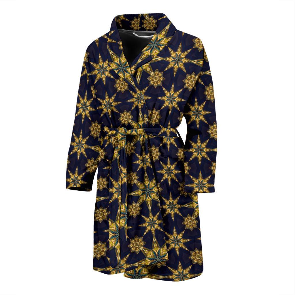 kaleidoscope Gold Print Design Men Bath Robe-JTAMIGO.COM