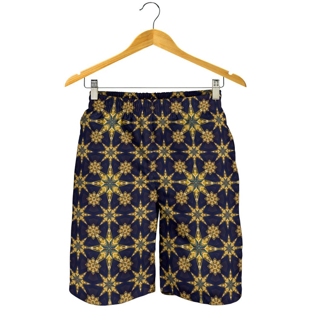 kaleidoscope Gold Print Design Mens Shorts-JTAMIGO.COM