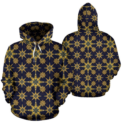 kaleidoscope Gold Print Design Pullover Hoodie