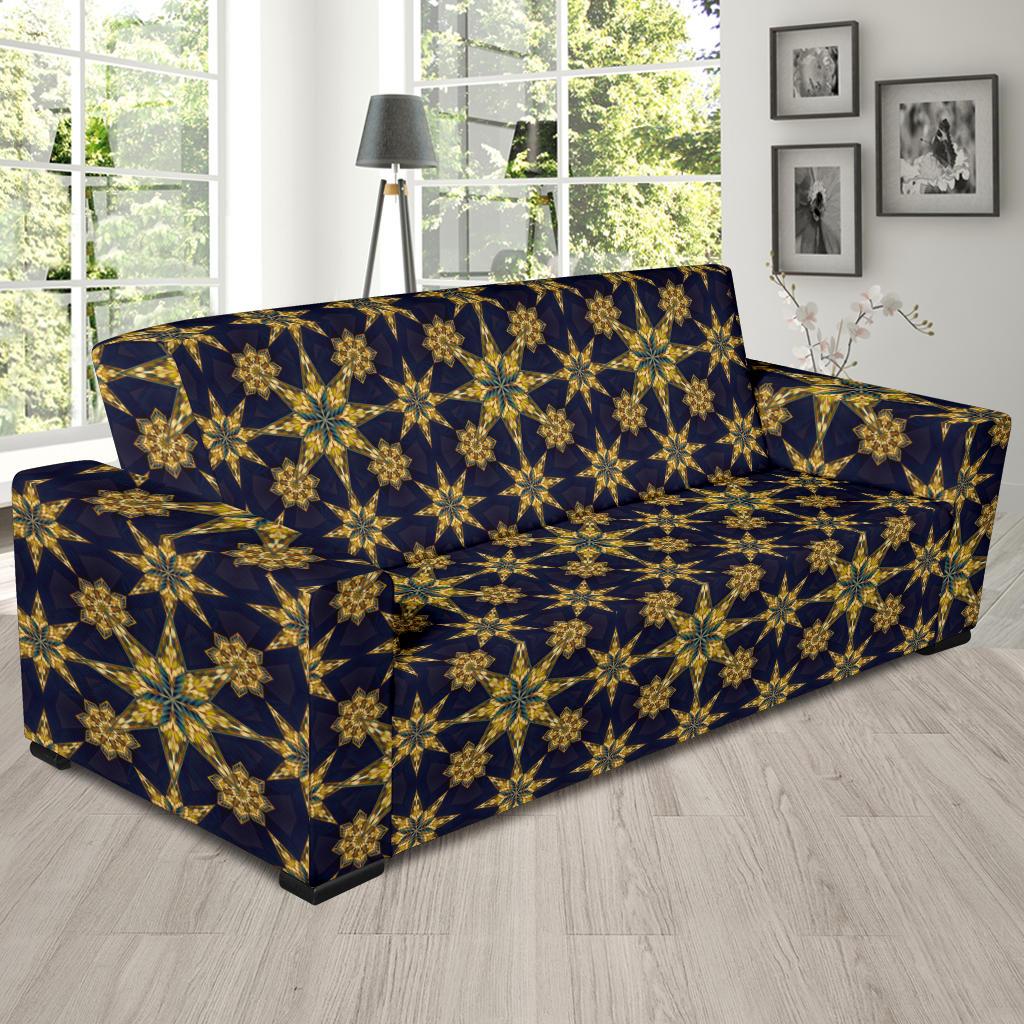 kaleidoscope Gold Print Design Sofa Slipcover-JTAMIGO.COM