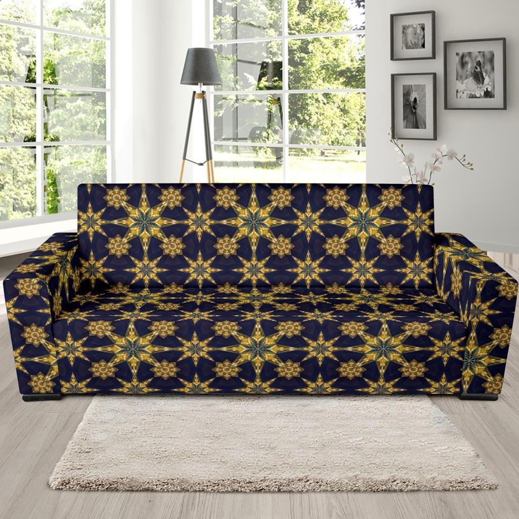 kaleidoscope Gold Print Design Sofa Slipcover-JTAMIGO.COM