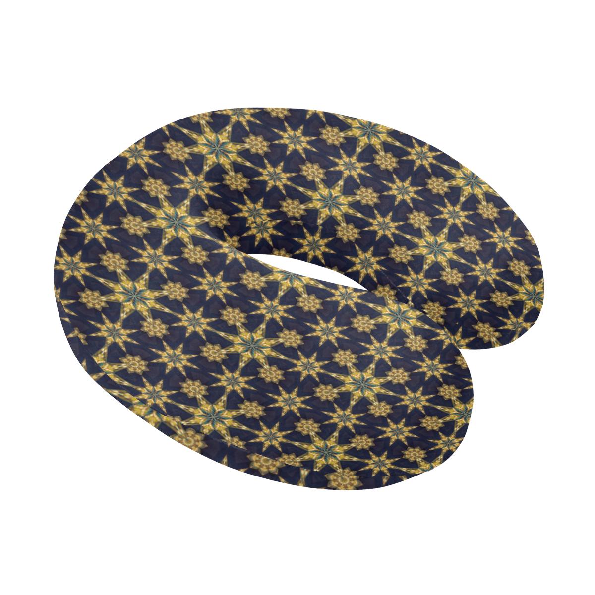 kaleidoscope Gold Print Design U-Shaped Travel Neck Pillow-JTAMIGO.COM