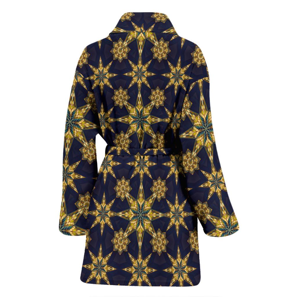 kaleidoscope Gold Print Design Women Bath Robe-JTAMIGO.COM