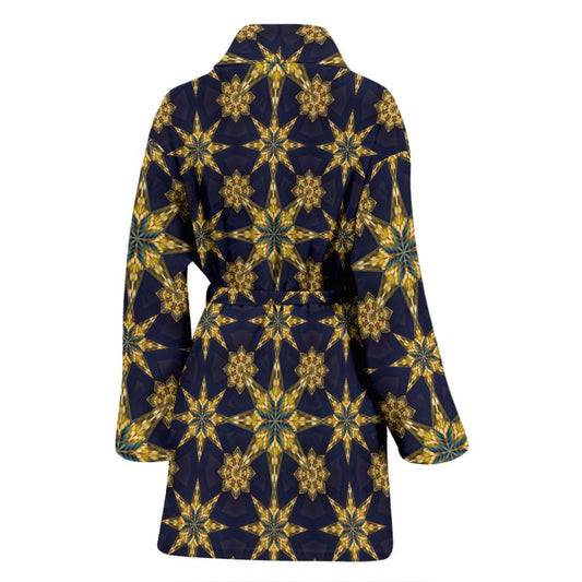 kaleidoscope Gold Print Design Women Bath Robe-JTAMIGO.COM