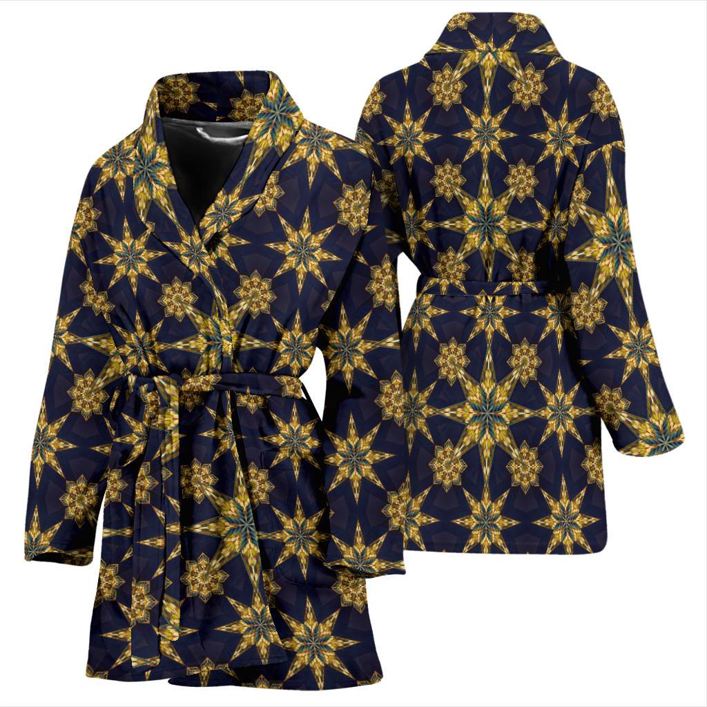 kaleidoscope Gold Print Design Women Bath Robe-JTAMIGO.COM