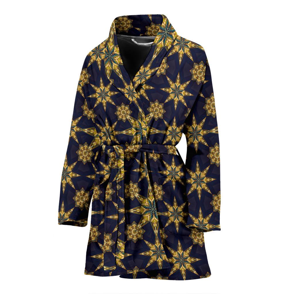 kaleidoscope Gold Print Design Women Bath Robe-JTAMIGO.COM