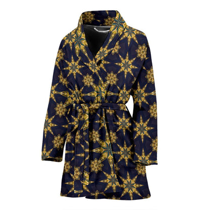 kaleidoscope Gold Print Design Women Bath Robe-JTAMIGO.COM