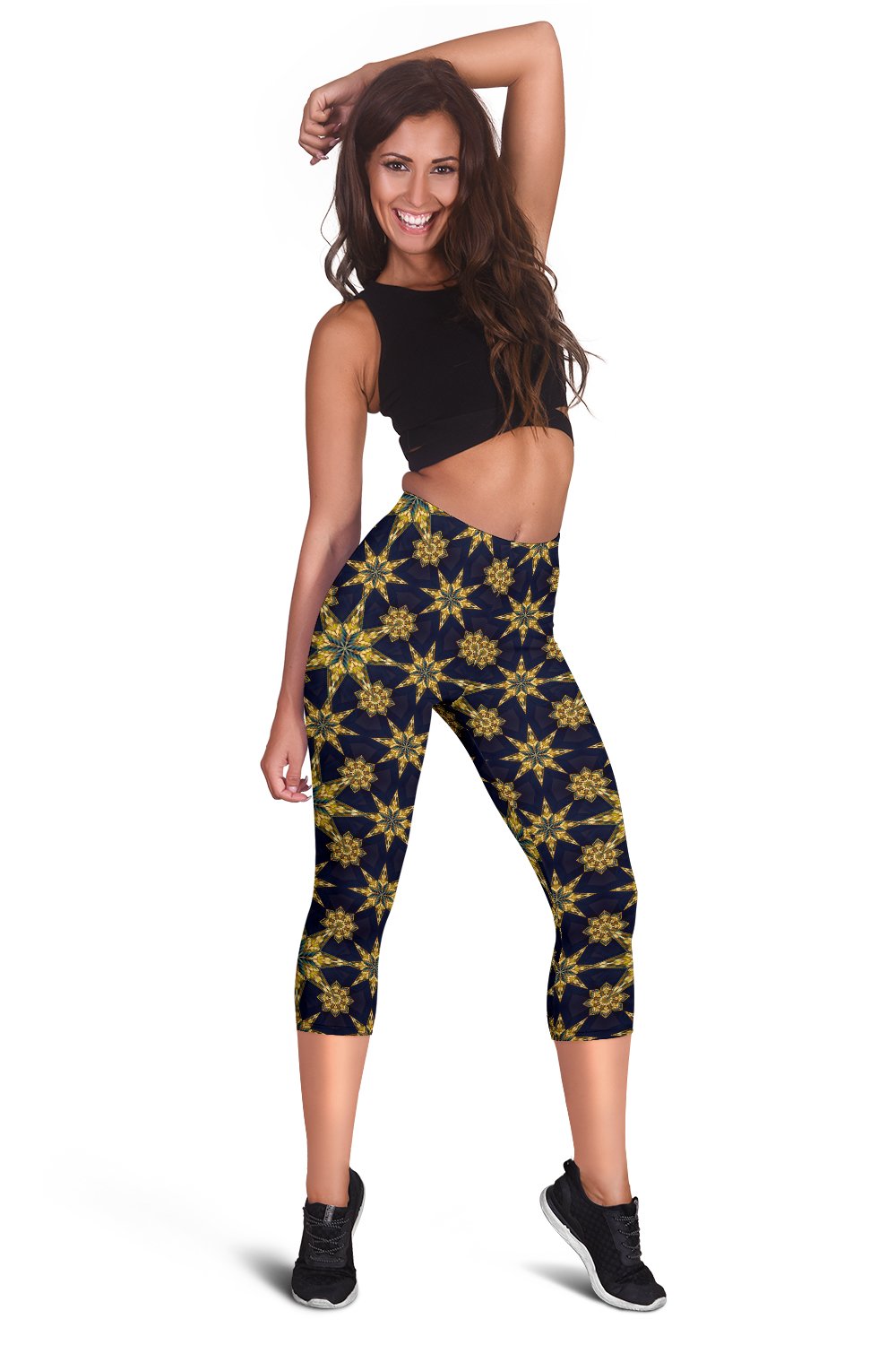 kaleidoscope Gold Print Design Women Capris