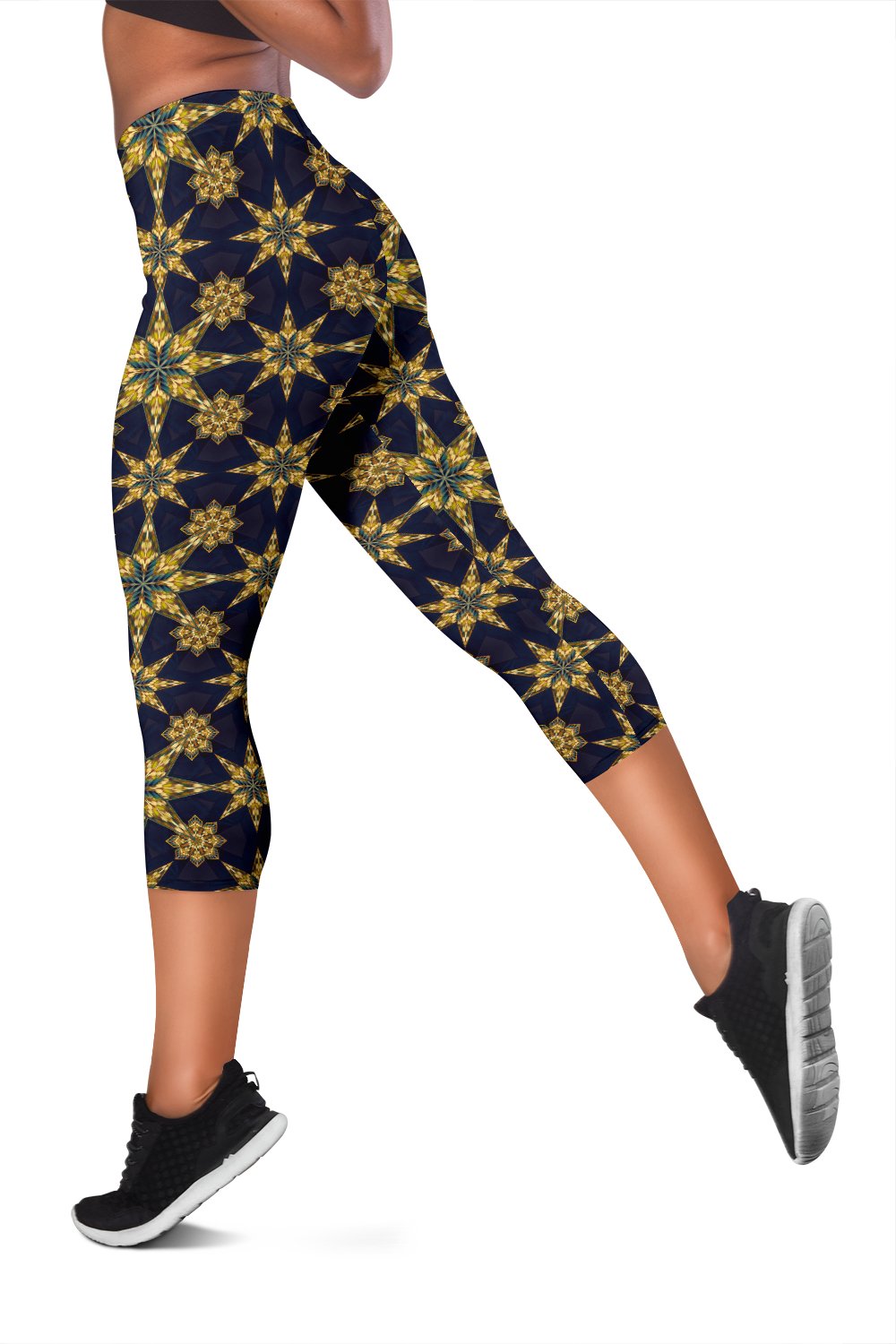 kaleidoscope Gold Print Design Women Capris