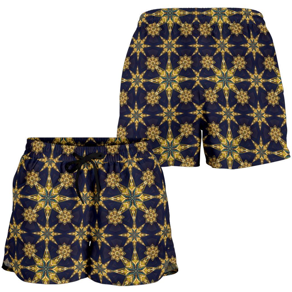 kaleidoscope Gold Print Design Women Shorts-JTAMIGO.COM
