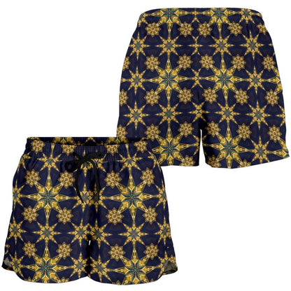 kaleidoscope Gold Print Design Women Shorts-JTAMIGO.COM