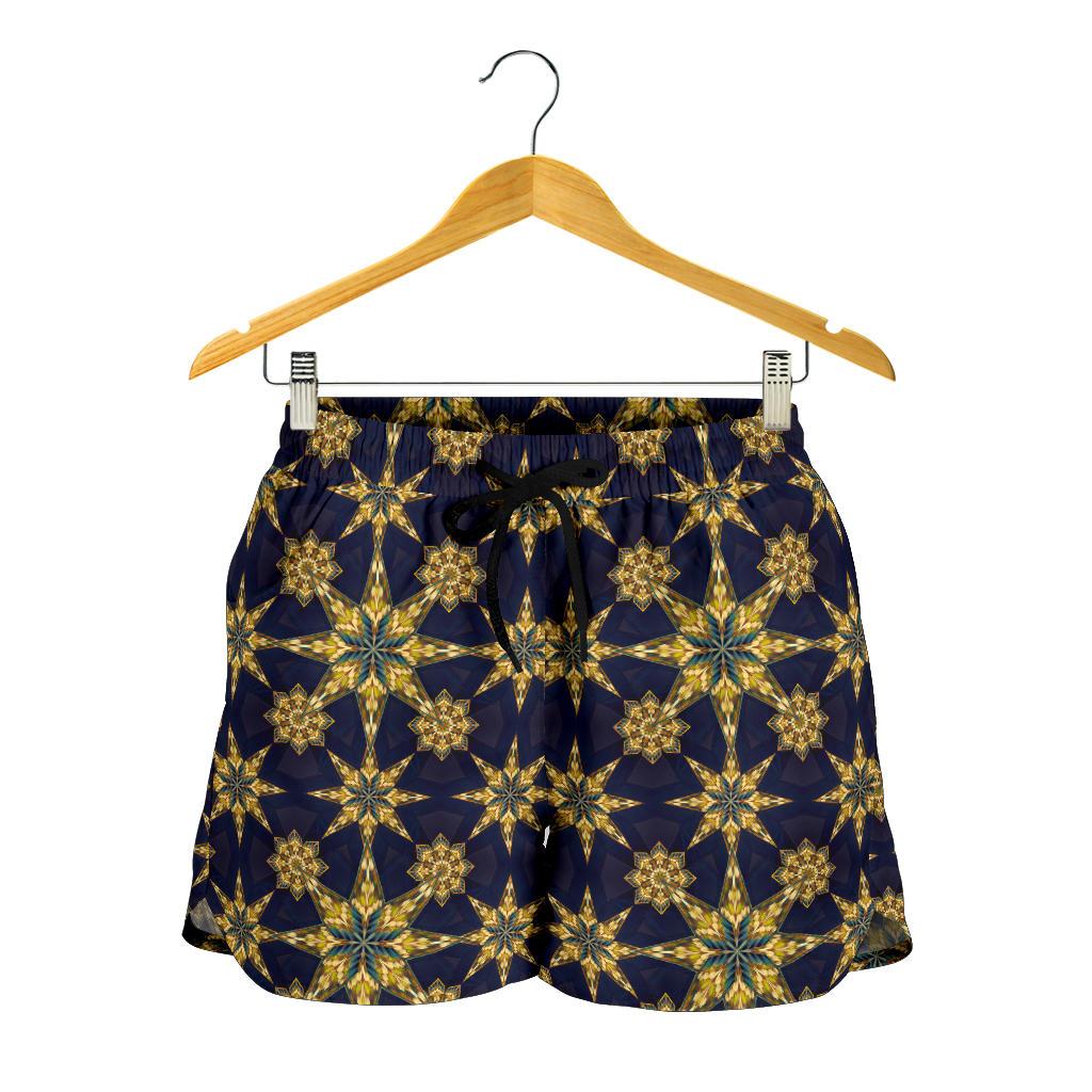 kaleidoscope Gold Print Design Women Shorts-JTAMIGO.COM