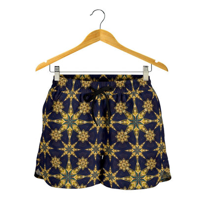 kaleidoscope Gold Print Design Women Shorts-JTAMIGO.COM
