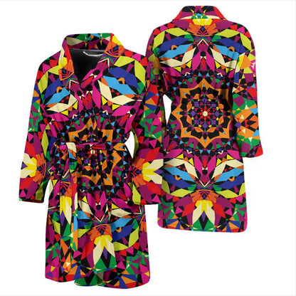 Kaleidoscope Pattern Print Design 02 Men Bathrobe-JORJUNE.COM