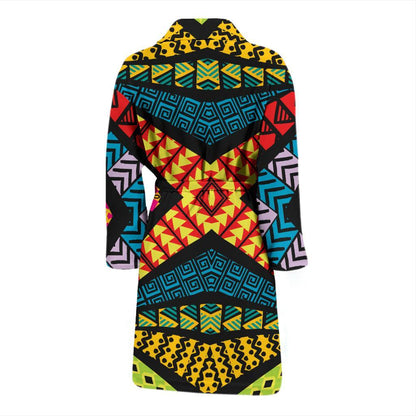 Kaleidoscope Pattern Print Design 05 Men Bathrobe-JORJUNE.COM