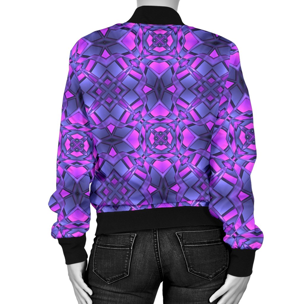 Kaleidoscope Pattern Print Design Women Casual Bomber Jacket