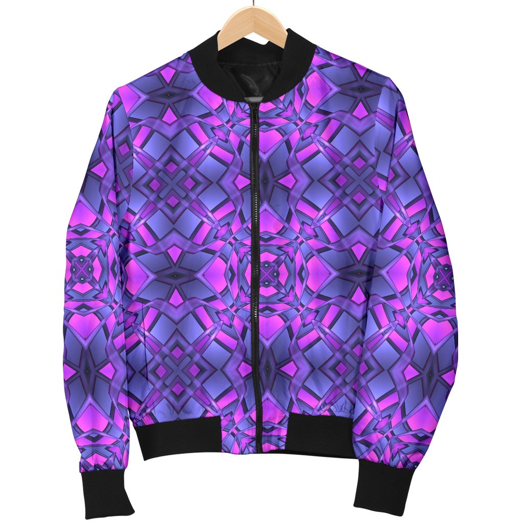 Kaleidoscope Pattern Print Design Women Casual Bomber Jacket