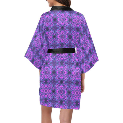 kaleidoscope Pattern Print Design Women Short Kimono Robe