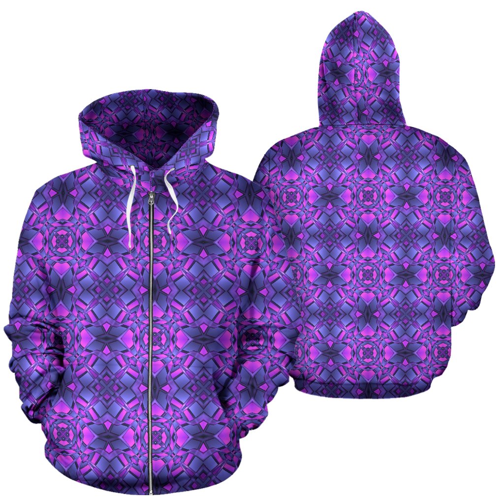Kaleidoscope Pattern Print Design Zip Up Hoodie