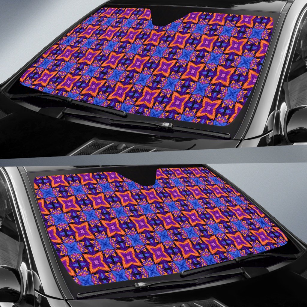 Kaleidoscope Purple Orange Print Design Car Sun Shade For Windshield