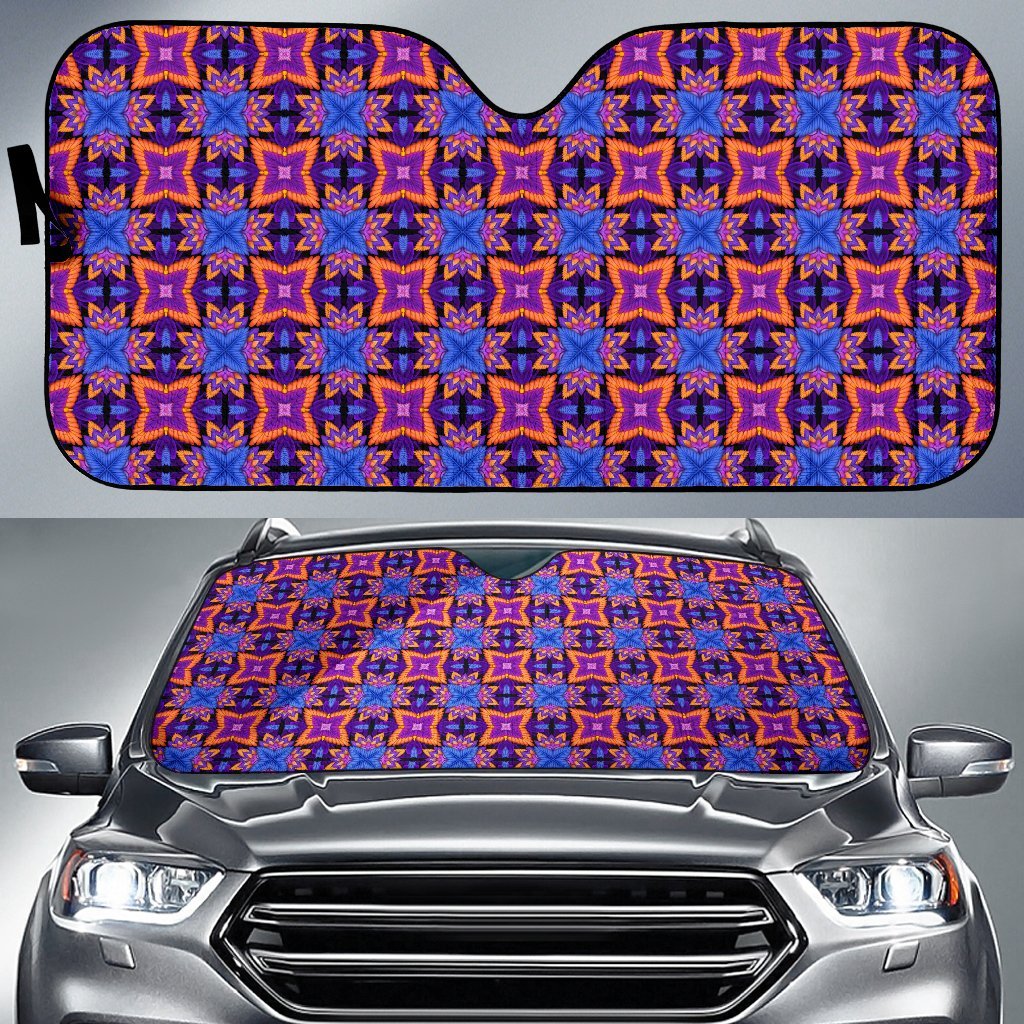 Kaleidoscope Purple Orange Print Design Car Sun Shade For Windshield