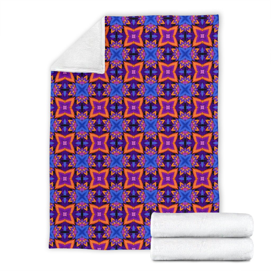 Kaleidoscope Purple Orange Print Design Fleece Blanket