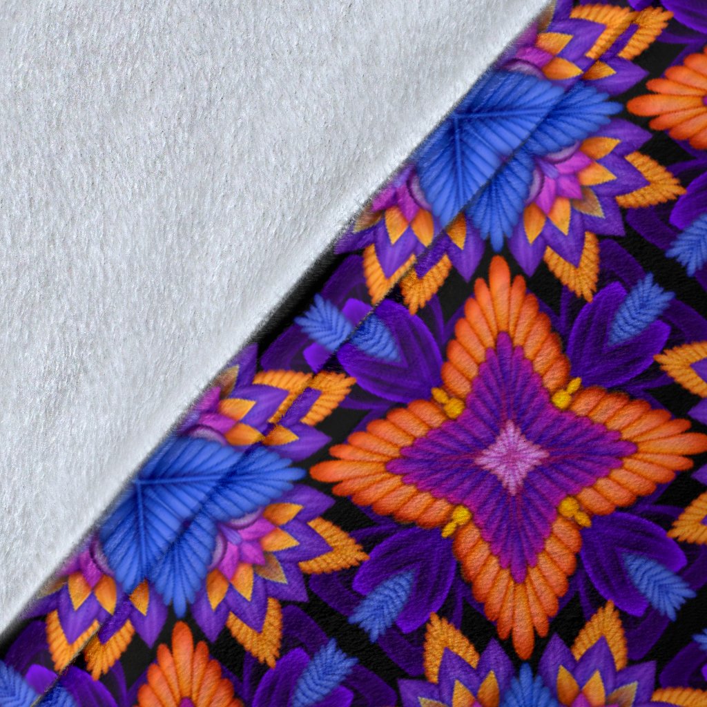 Kaleidoscope Purple Orange Print Design Fleece Blanket
