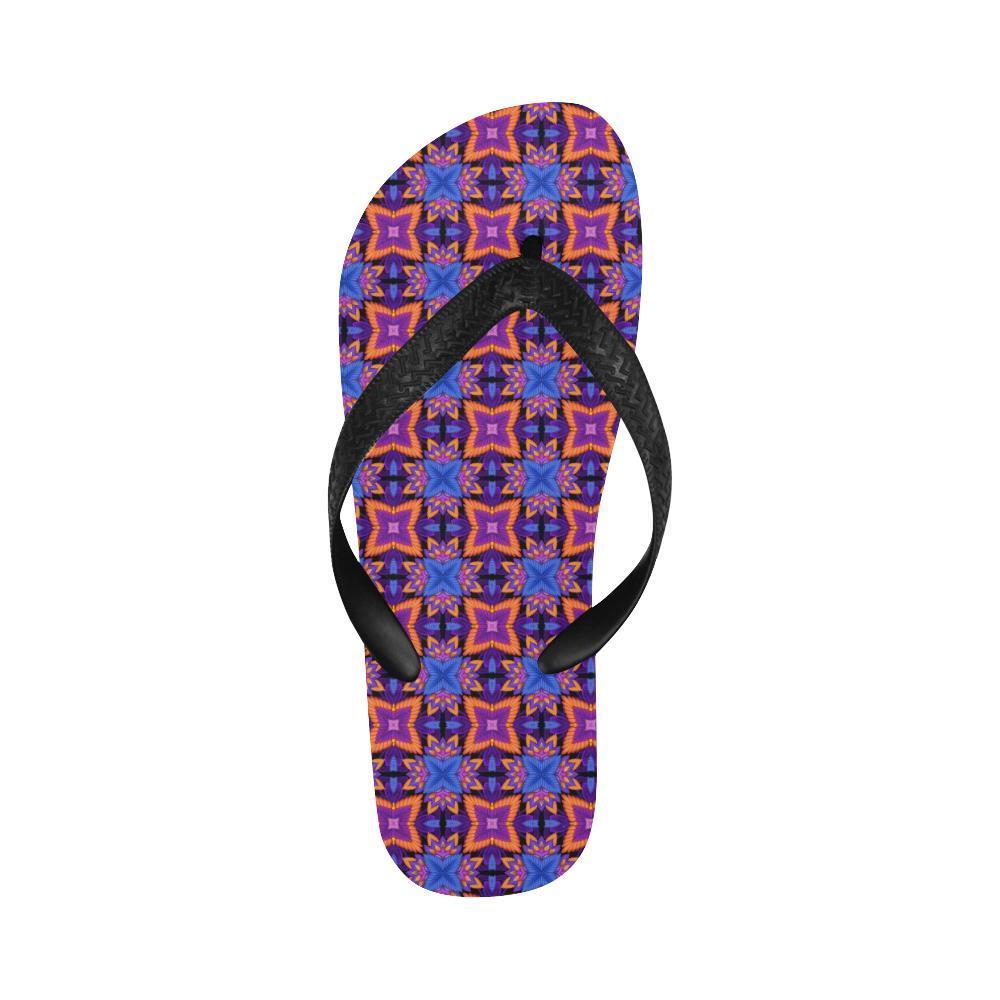 kaleidoscope Purple Orange Print Design Flip Flops-JTAMIGO.COM