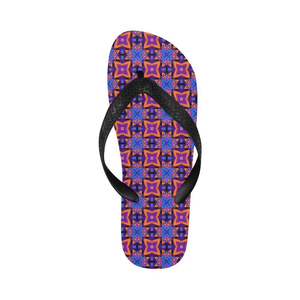 kaleidoscope Purple Orange Print Design Flip Flops-JTAMIGO.COM
