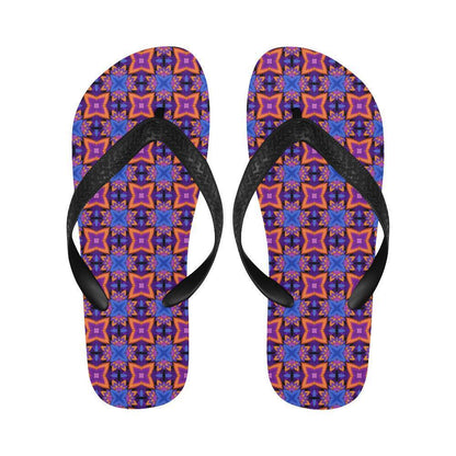 kaleidoscope Purple Orange Print Design Flip Flops-JTAMIGO.COM