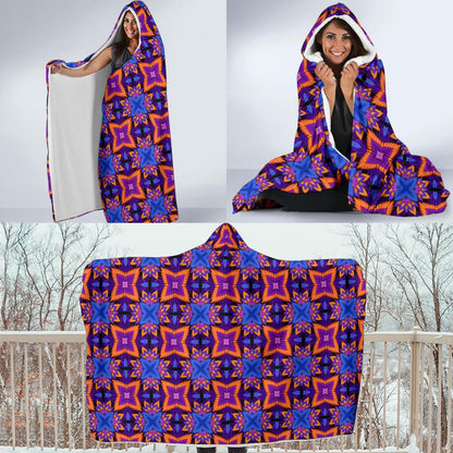 kaleidoscope Purple Orange Print Design Hooded Blanket-JTAMIGO.COM