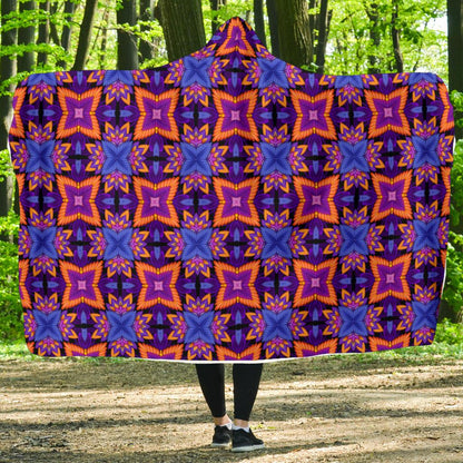 kaleidoscope Purple Orange Print Design Hooded Blanket-JTAMIGO.COM