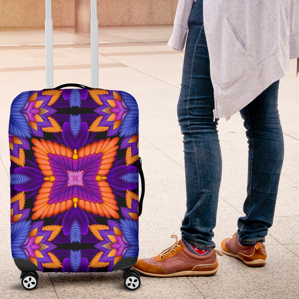 Kaleidoscope Purple Orange Print Design Luggage Cover Protector